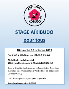 Affiche stage aikibudo du 18 octobre 2015